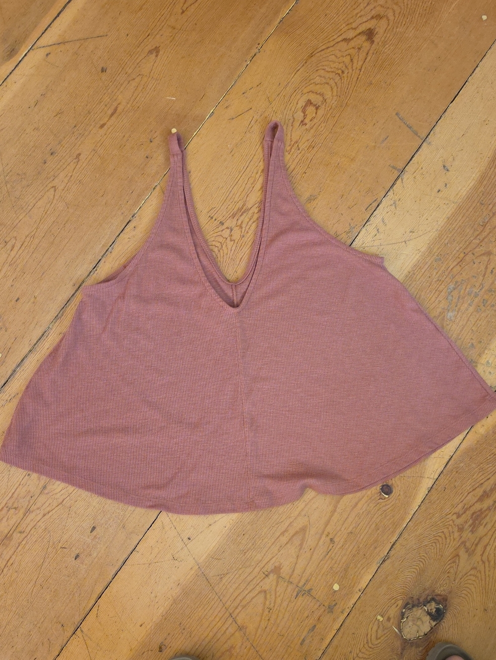 Free People Mauve Ribbed Deep V Swing Camisole